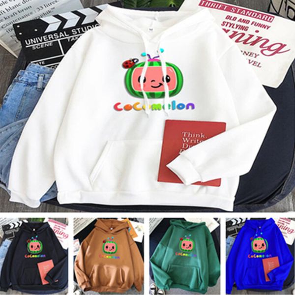 

2021 cocomelon hoodie plush fleece sweater hooded pullovers for children teenages sports coat cartoon jacket ly10292, Black