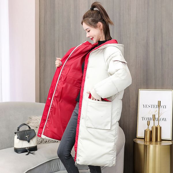

solid long parkas winter oversized women's jacket korean style loose plus size big pockets thick female cold coat outwear