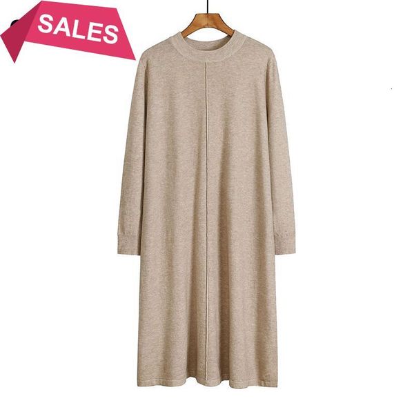 

2021 new vertical long knit women straight dress oversized loose tunic pullovers euro style soft sweater maxi dresses gj2j, Black;gray