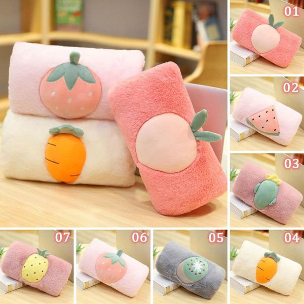 

pillow fuzzy plush fruit hands warm pp cotton stuffed faux fur 30*18cm strawberry kiwi lumbar support for winter