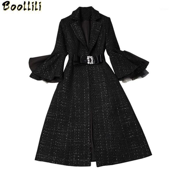 

women's jackets boollili female jacket 2021 spring autumn women outwear loose warm wool blends long coats office work elegant1, Black;brown