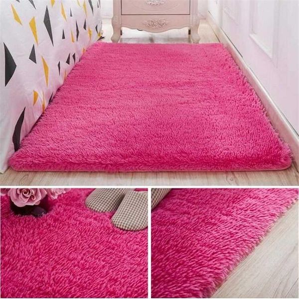 

living room coffee table mat bedroom bedside blanket anti-slip rug yoga cushion modern thick long silk hair carpet