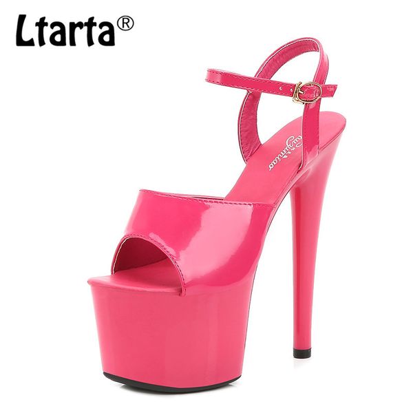 

ltarta patent leather sandals special high heels fine black platform heels ultra-high slippers female summer lfd t200831