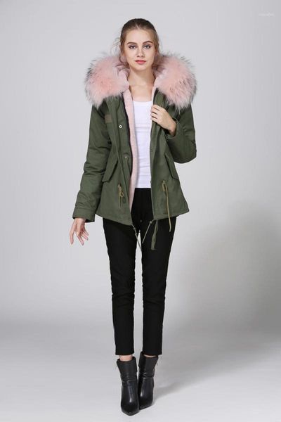 

fashion lady coat army green waterproof shell parka big hooded with pink raccoon collar1, Black