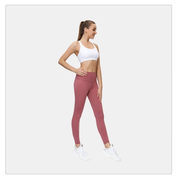 

wholesale-solid color women yoga pants high waist sports gym wear leggings elastic fitness lady overall full tights workout, White;red