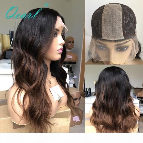 

ombre 1b 30 color human hair lace wigs 2x6 silk scalp base brazilian wavy remy hair long parting 150% 180% qearl, Black;brown