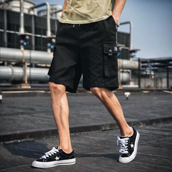 

summer tooling teenagers' capris casual shorts beach pants students' loose multi pocket men's fashion, White;black