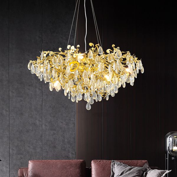 

modern led lighting crystal chandelier nordic hall decoration home living room decorative light lobby hang lamp yn2f