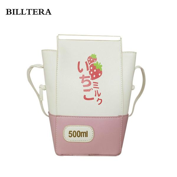 

lovely milk box single shoulder bag lolita strawberry messenger bag personality crossbody bags pu soft sister japanese girl