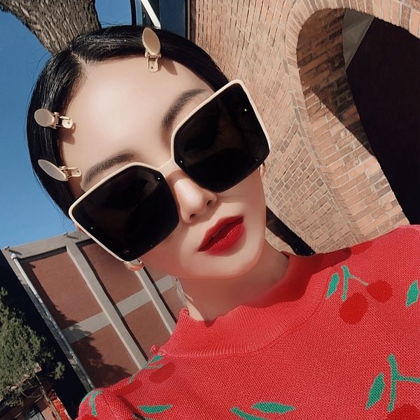 

lnet корейский персонализированные красный моды большие белые очки кадр маленький большой лицо поляризационные солнцезащитные очки m, White;black