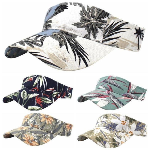 

outdoor summer sport air caps men women breathable print visor cap adjustable sun visors golf tennis running hat, Black;white