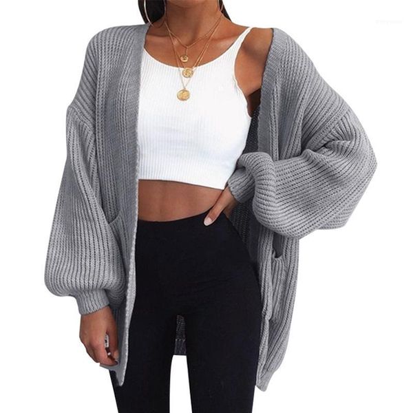 

2020 women cardigan autumn winter casual batwing sleeve knitwear women solid color loose sweater cardigan jumper coat female1, White