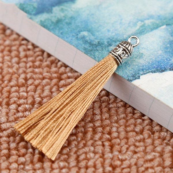 

10pcs lot 17 colors silk tassel cords with metal caps for earrings 6cm long tassel charm pendant fit diy jewelry making findings h qylray
