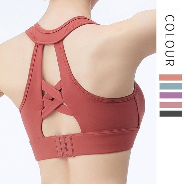 

woman shockproof gathering running sports fitness beauty back cross yoga bra active wear seamless sports bra sport push up1, White;black