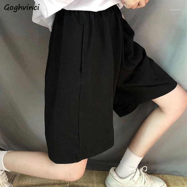 

shorts women knee-length summer loose bf streetwear harajuku wide-leg couples students fashion all-match ulzzang chic new1, White;black