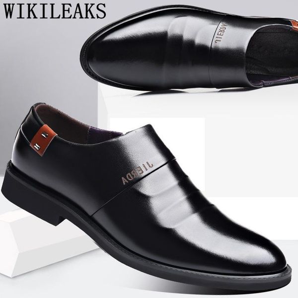 

loafers leather shoes men oxford wedding shoes men brown dress elegant for sepatu slip on pria zapatos de hombre, Black