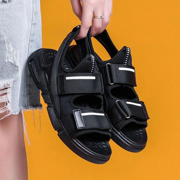 

fashion men sandals summer outdoor beach shoes for men comfort breathable casual flats shoes black grey non-slip male footwear #5r5g