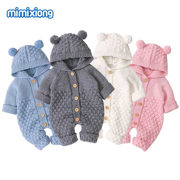 

baby rompers knitted cartoon bear newborn boy jumpsuits autum long sleeve toddler girl sweaters clothes children overalls winter t200706, Blue