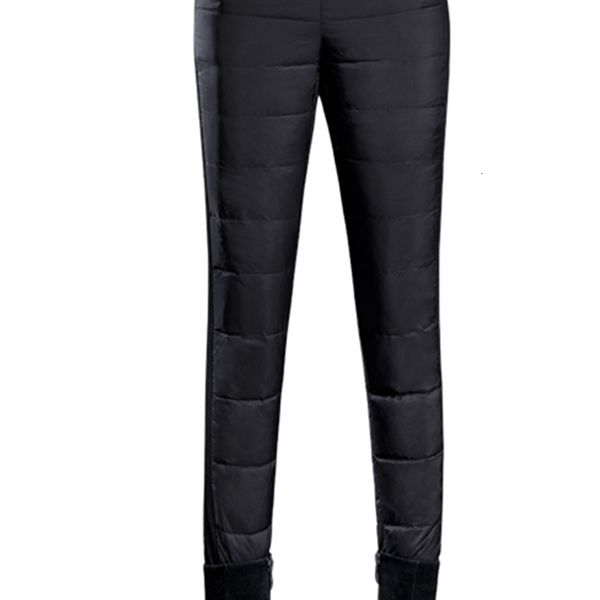 

2021 new high waist down pants women winter outwear thickening slim thermal warm streetwear legging white duck trousers v6bh, Black;white