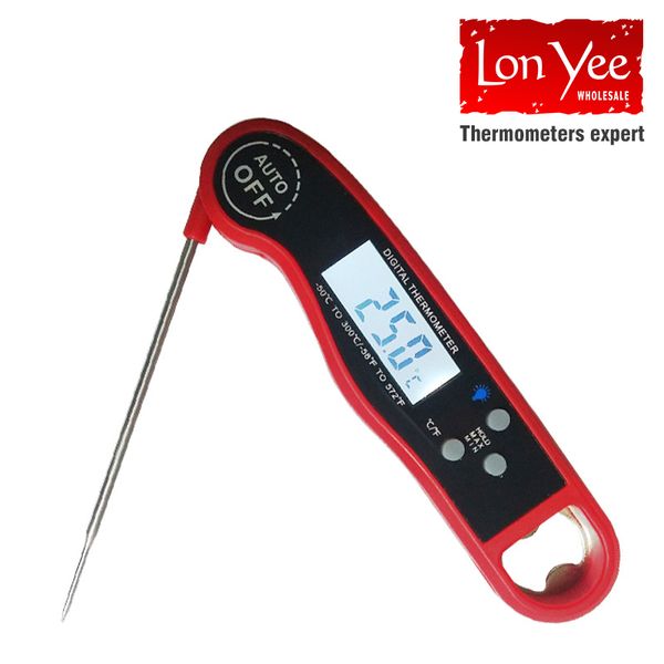 Lebensmittelthermometer, wasserdicht, digital, für Küche, Fleisch, Wasser, Milch, Kochen, Klappsonde, Grillen, Backen, elektronische Ofenkalibrierung, Temperatur YL0235