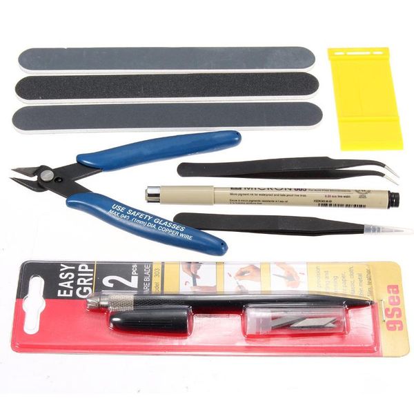 

gundam modeler basic tools craft set for car model building kit craft knife with 12pcs spare blade parts separator side cutter
