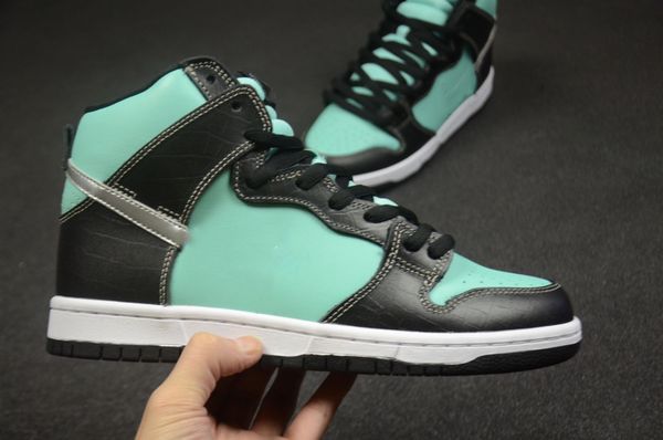 

2021 new dunk running shoes high tiffany casual shoes aqua blue leather black crocodile leather trainers outdoor sneakers zapatos 36-46