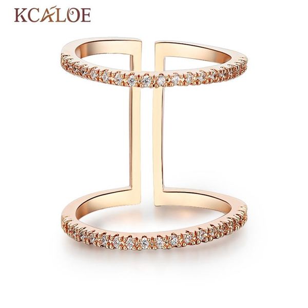 

wholesale crystal rhinestone minimalist ring rose gold color adjustable finger rings for women wedding engagement ring anillos, Slivery;golden