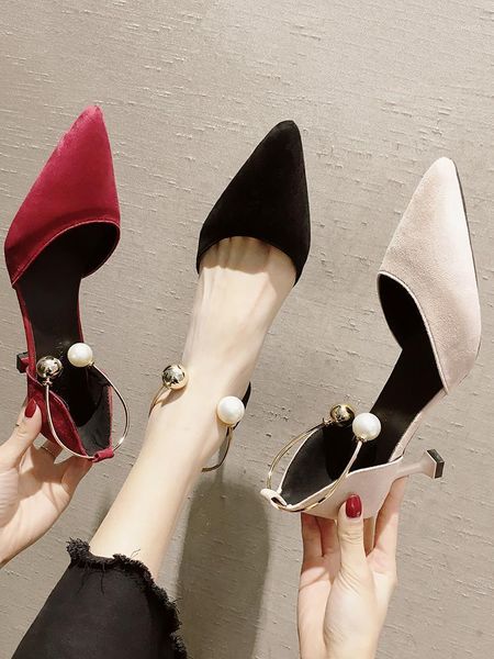 

women's shoes pumps stiletto shoes spring 2020 new pointed pearl high heels1, Black