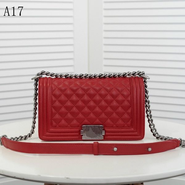 

classic handbag luxurys designers bags channel women bags fashion handbags919 chain shoulder bag boy grained calfskin & silver-metal red