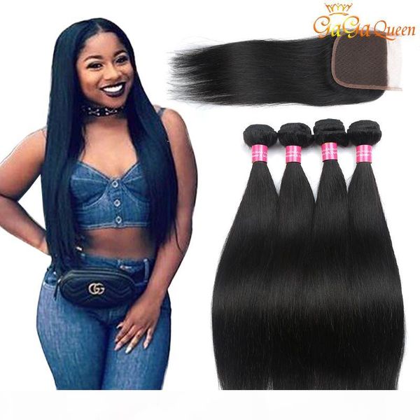 

4x4 straight lace closure with hair bundles brazilian straight hair bundles with closure 100% human hair straight closure, Black;brown
