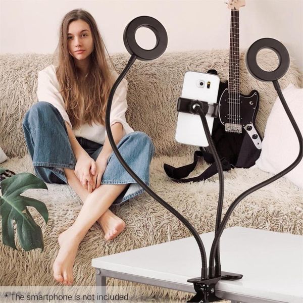 

selfie ring light with long arm lazy mobile phone holder bracket pgraphy ringlight led for youtube live stream aro de luz