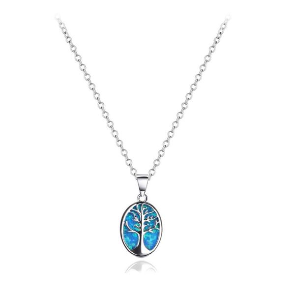 

tree of life fire opal oval pendant choker necklace silver-plated chain everyday necklaces charm jewelry woman gift