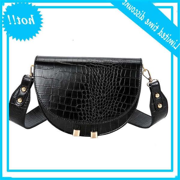 

newi luxury women crossbody bag crocodile semicircle saddle soft pu leather shoulder bags for ladies handbags designer kzfk