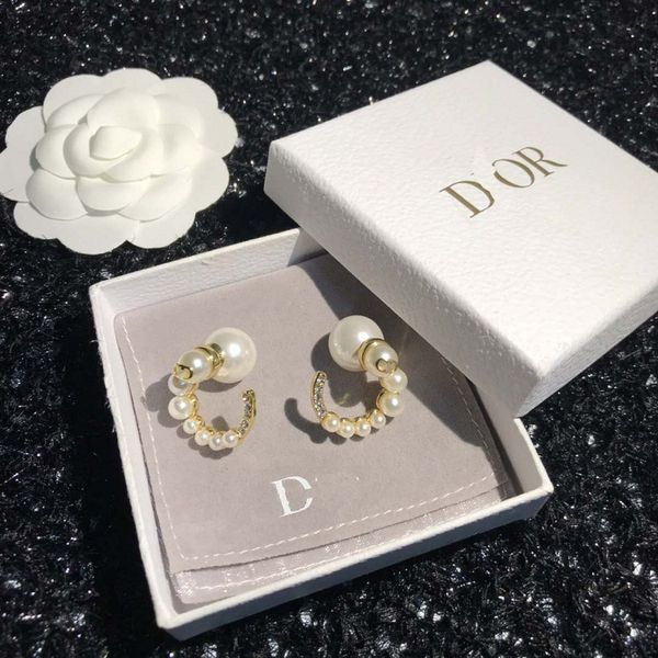 

dijia d home 2020 new style fashion pearl earring design, Golden