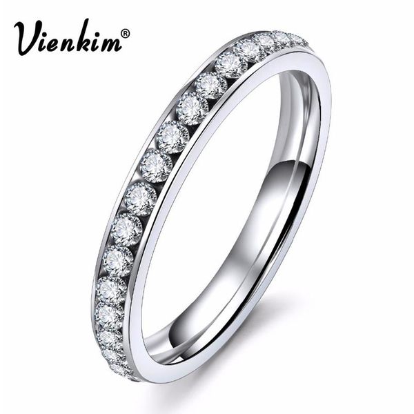 

vienkim silver color цвет титана цинкового сплава минималистские кольца женские cz австрийские кристаллы кольца для женщин свадебные ювелирн, Golden;silver