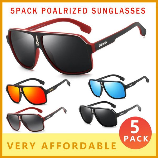 

5 pack dubery square polarized sunglasses men women super light frame sun glasses male fashion sport style goggles ce n26, White;black