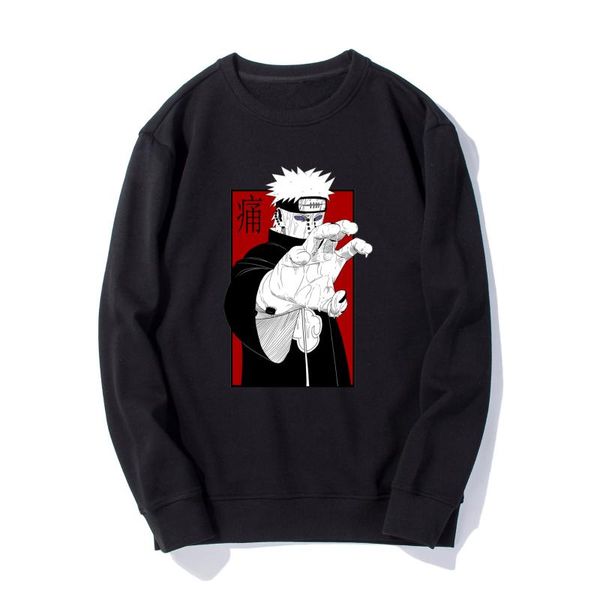 

pain uchiha sasuke funny anime hoodies men women autumn winter 100% cotton casual long sleeve harajuku sweatshirts, Black