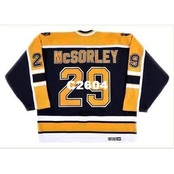 

mens #29 marty mcsorley boston bruins 1999 ccm vintage away hockey jersey or custom any name or number retro jersey, Black
