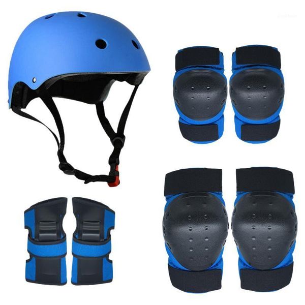 

outdoor sports protective gear set 7 in 1 knee elbow pads safety protection pad wrist guards helmet for kids teenagers skating1