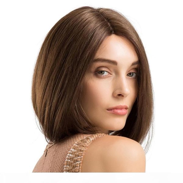 

short bob wigs full lace human hair wigs straight 6# brazilian virgin hair 150 density hairline glueless bleached knots, Black;brown