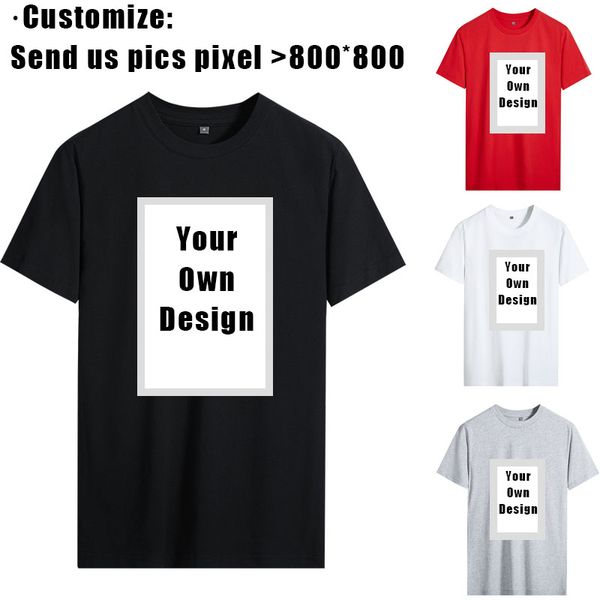 

customize t shirts mens summer diy tees fashion solid color casual business t-shirt wholesale asian size m-4xl, Black