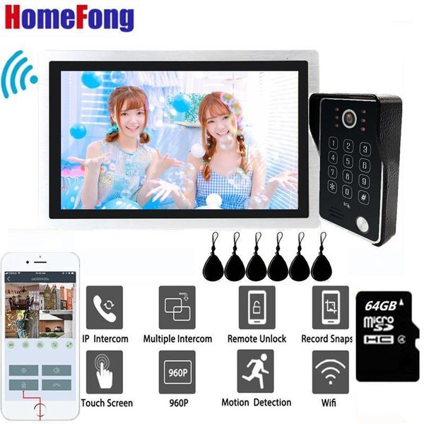 

homefong ip video intercom wifi video door phone door bell 960p touch screen wireless home intercom system ir night record rfid1
