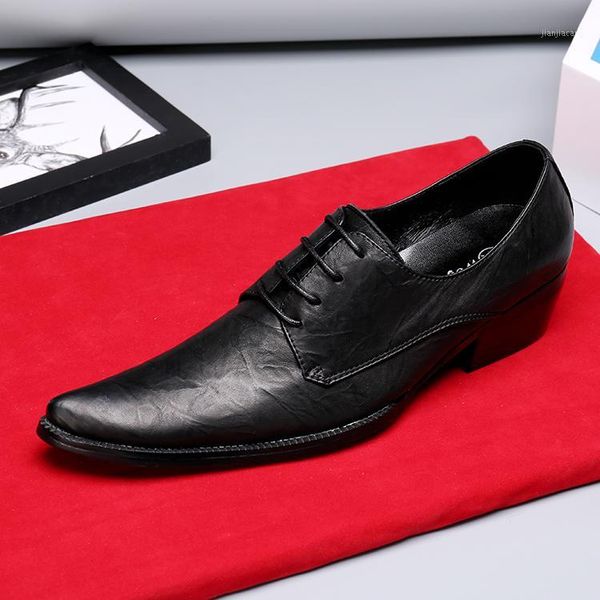 

classic genuine leather black business formal dress shoes men pointed toe chaussure homme lace up men's shoe oxfords luxury1