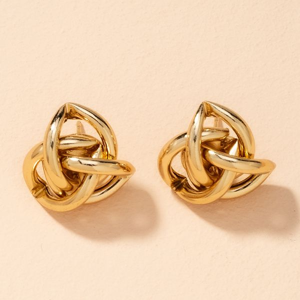 

studs women earrings fashion jewelry small female aesthetic love designer metal texture spiral wound hoop retro earring, Golden;silver