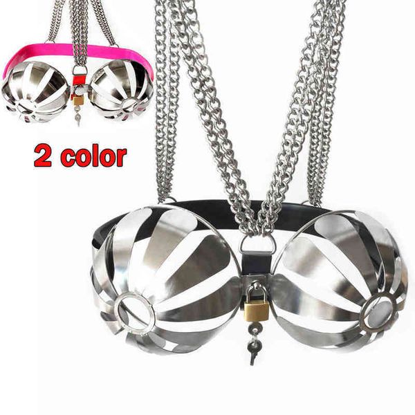 NXY Sex Adult Toy Acciaio inossidabile Reggiseno traspirante Bondage al seno Cinture Giochi Cosplay Reggiseno di castità Coppa Giocattoli per donna Bdsm Fetish1216