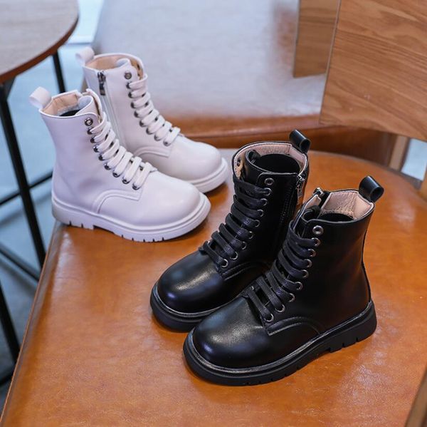 

autumn kids children baby girls rome motorcycle boys brand fashion school shoes casual ankle martin boots, Black