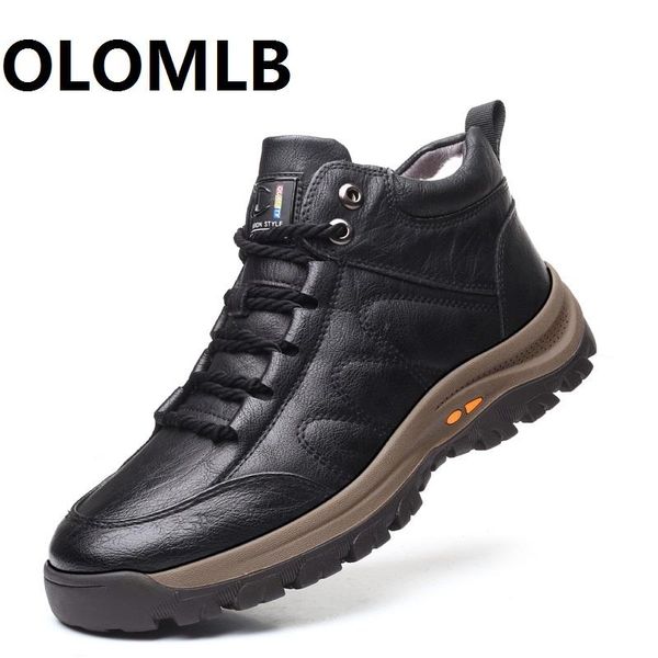 

boots winter wool snow plus velvet warm waterproof non-slipoutdoor climbing high-men's casual shoes, Black