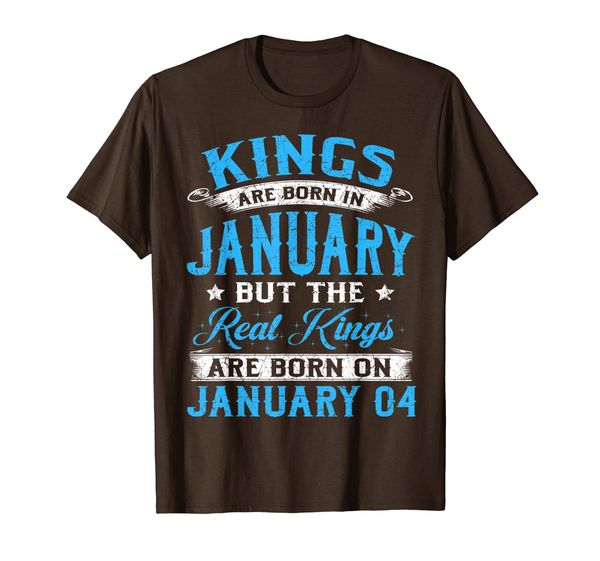 

real kings are born on january 4 i am a real king t-shirt, White;black