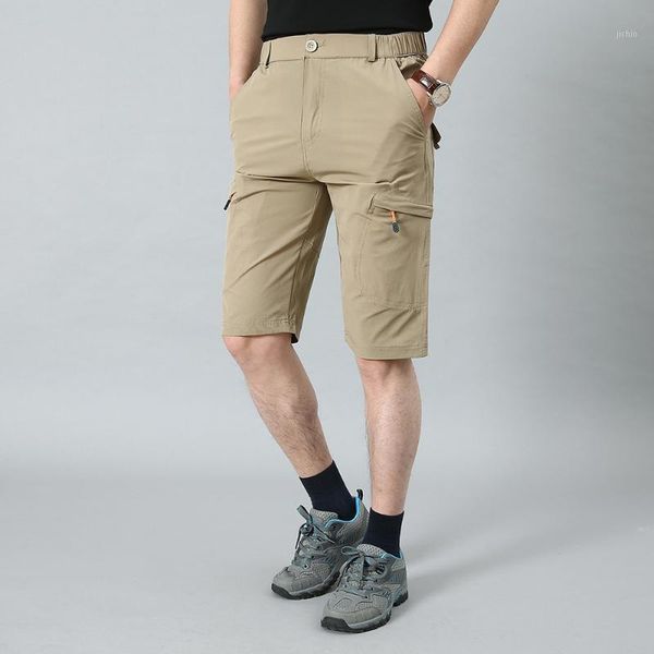 

helisopus summer thin men shorts quick-drying cropped pants loose elastic multi pocket outdoor casual tactical shorts1, White;black