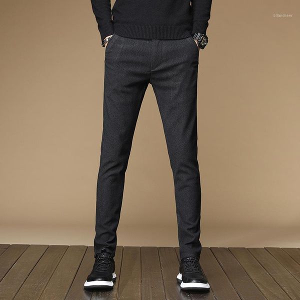 

2020 spring autumn winter classic casual pants men fashion slim fit male trousers zipper mens business clothing1, Black